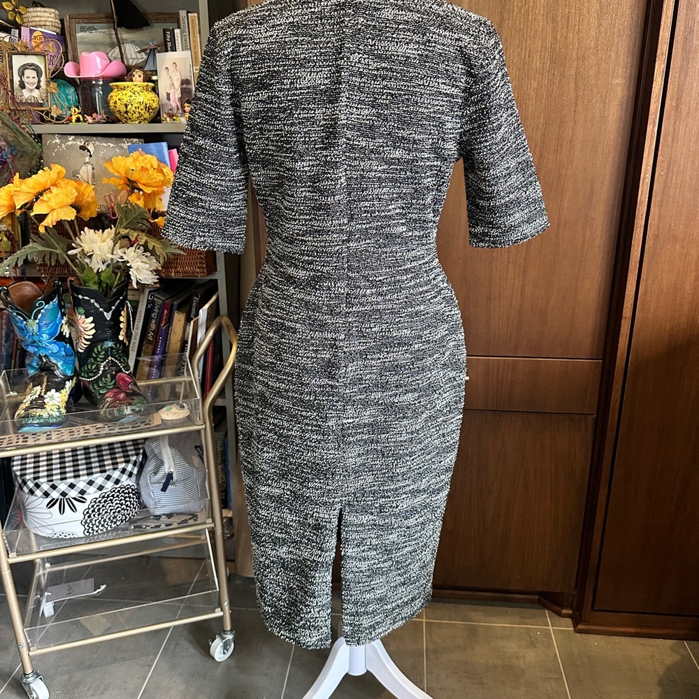 Banana Republic Marled Knit Sheath Midi Dress Zipper Slit Size 6 - Picture 8 of 9